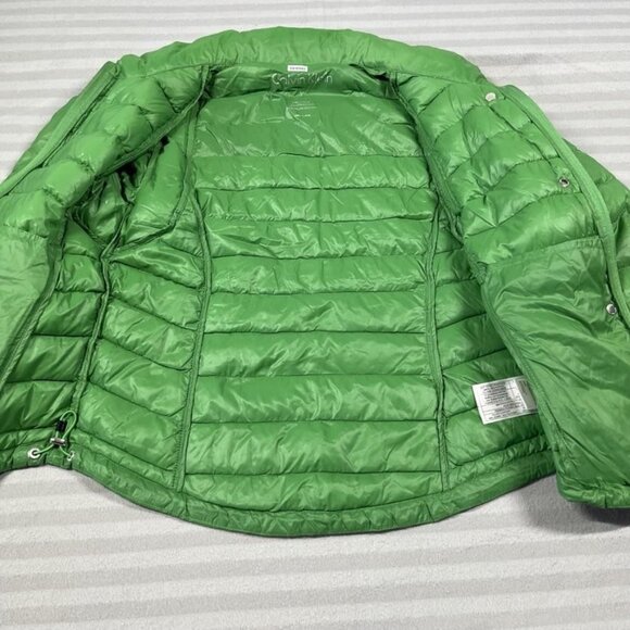 Calvin Klein Jacket Womens Small Green Packable Lightweight Premium Down Puffer - Picture 1 of 13